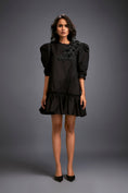 Load image into Gallery viewer, Puff-sleeve Dress With Swarovski Floral Appliqué