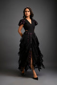 Load image into Gallery viewer, Layered Cascading Sheer Skirt With Intricate Pink Cutwork Detailing