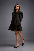 Load image into Gallery viewer, Puff-sleeve Dress With Swarovski Floral Appliqué