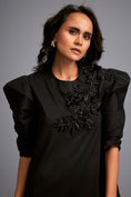 Load image into Gallery viewer, Puff-sleeve Dress With Swarovski Floral Appliqué