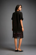 Load image into Gallery viewer, Dress With Belted Waist And Metallic Geometric Hemline