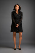 Load image into Gallery viewer, Mesh Dress With Geometric Patterns And Silver Metallic Lining