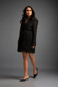 Load image into Gallery viewer, Mesh Dress With Geometric Patterns And Silver Metallic Lining