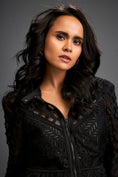 Load image into Gallery viewer, Mesh Dress With Geometric Patterns And Silver Metallic Lining