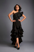 Load image into Gallery viewer, One-shoulder Swarovski Tiered Ruffle Dress