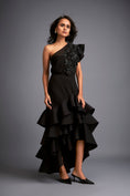 Load image into Gallery viewer, One-shoulder Swarovski Tiered Ruffle Dress