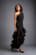 Load image into Gallery viewer, One-shoulder Swarovski Tiered Ruffle Dress
