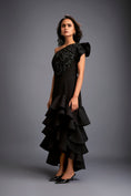 Load image into Gallery viewer, One-shoulder Swarovski Tiered Ruffle Dress