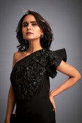 Load image into Gallery viewer, One-shoulder Swarovski Tiered Ruffle Dress