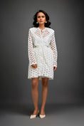 Load image into Gallery viewer, Mesh Dress With Geometric Patterns And Silver Metallic Lining