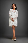 Load image into Gallery viewer, Mesh Dress With Geometric Patterns And Silver Metallic Lining
