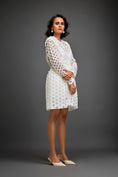 Load image into Gallery viewer, Mesh Dress With Geometric Patterns And Silver Metallic Lining