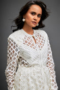 Load image into Gallery viewer, Mesh Dress With Geometric Patterns And Silver Metallic Lining