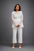 Load image into Gallery viewer, Semi-Sheer Geometric Cutout Jacket With Pants