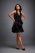 Load image into Gallery viewer, Plunging Neckline Dress With Ruffled Skirt And Beadwork
