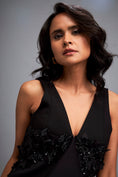 Load image into Gallery viewer, Plunging Neckline Dress With Ruffled Skirt And Beadwork