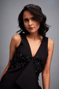 Load image into Gallery viewer, Plunging Neckline Dress With Ruffled Skirt And Beadwork