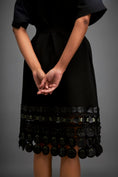Load image into Gallery viewer, Dress With Belted Waist And Metallic Geometric Hemline
