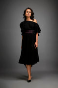 Load image into Gallery viewer, Asymmetrical Off-Shoulder Dress And Metallic Waist Belt