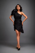 Load image into Gallery viewer, One-shoulder Top With Swarovski Waistband And Tiered Ruffle Skirt
