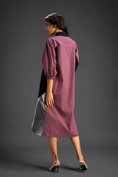 Load image into Gallery viewer, Pink Shirt Dress With Black Panels And Metallic Side Detailing