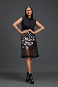 Load image into Gallery viewer, Black Sleeveless Top and Gunmetal Cutwork Skirt Set