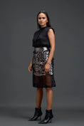Load image into Gallery viewer, Black Sleeveless Top and Gunmetal Cutwork Skirt Set