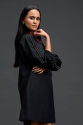 Load image into Gallery viewer, Black Floral Patch Pocket Dress