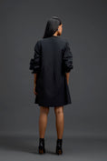 Load image into Gallery viewer, Black Floral Patch Pocket Dress