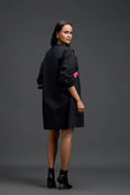Load image into Gallery viewer, Black Floral Patch Pocket Dress
