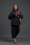 Load image into Gallery viewer, Black Floral Peplum Co-ord Set