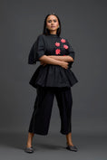Load image into Gallery viewer, Black Floral Peplum Co-ord Set
