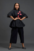 Load image into Gallery viewer, Black Floral Peplum Co-ord Set