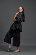 Load image into Gallery viewer, Black Floral Peplum Co-ord Set