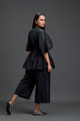 Load image into Gallery viewer, Black Floral Peplum Co-ord Set
