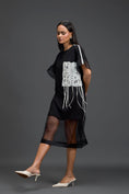 Load image into Gallery viewer, Floral Patch Relaxed Black Dress