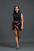 Load image into Gallery viewer, Black Sleeveless Top with 3D Floral Embroidered Skirt Set