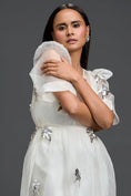 Load image into Gallery viewer, White Layered Organza 3D Floral Dress