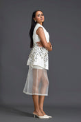 Load image into Gallery viewer, Silver 3D Floral Blazer Dress with Organza Overlay