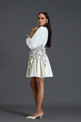 Load image into Gallery viewer, White Voluminous Sleeve Dress with Silver Floral Belt