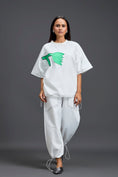 Load image into Gallery viewer, White Oversized Floral Drawstring Co-ord Set