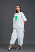 Load image into Gallery viewer, White Oversized Floral Drawstring Co-ord Set