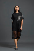 Load image into Gallery viewer, Black Oversized Dress with Sheer Hem and Gunmetal Pocket