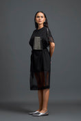 Load image into Gallery viewer, Black Oversized Dress with Sheer Hem and Gunmetal Pocket