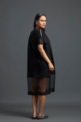 Load image into Gallery viewer, Black Oversized Dress with Sheer Hem and Gunmetal Pocket
