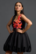 Load image into Gallery viewer, Black Swarovski Floral Bubble Dress