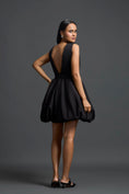 Load image into Gallery viewer, Black Swarovski Floral Bubble Dress