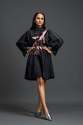 Load image into Gallery viewer, Black Gathered Dress with Metallic Patch