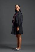 Load image into Gallery viewer, Black Gathered Dress with Metallic Patch