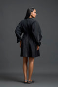 Load image into Gallery viewer, Black Gathered Dress with Metallic Patch